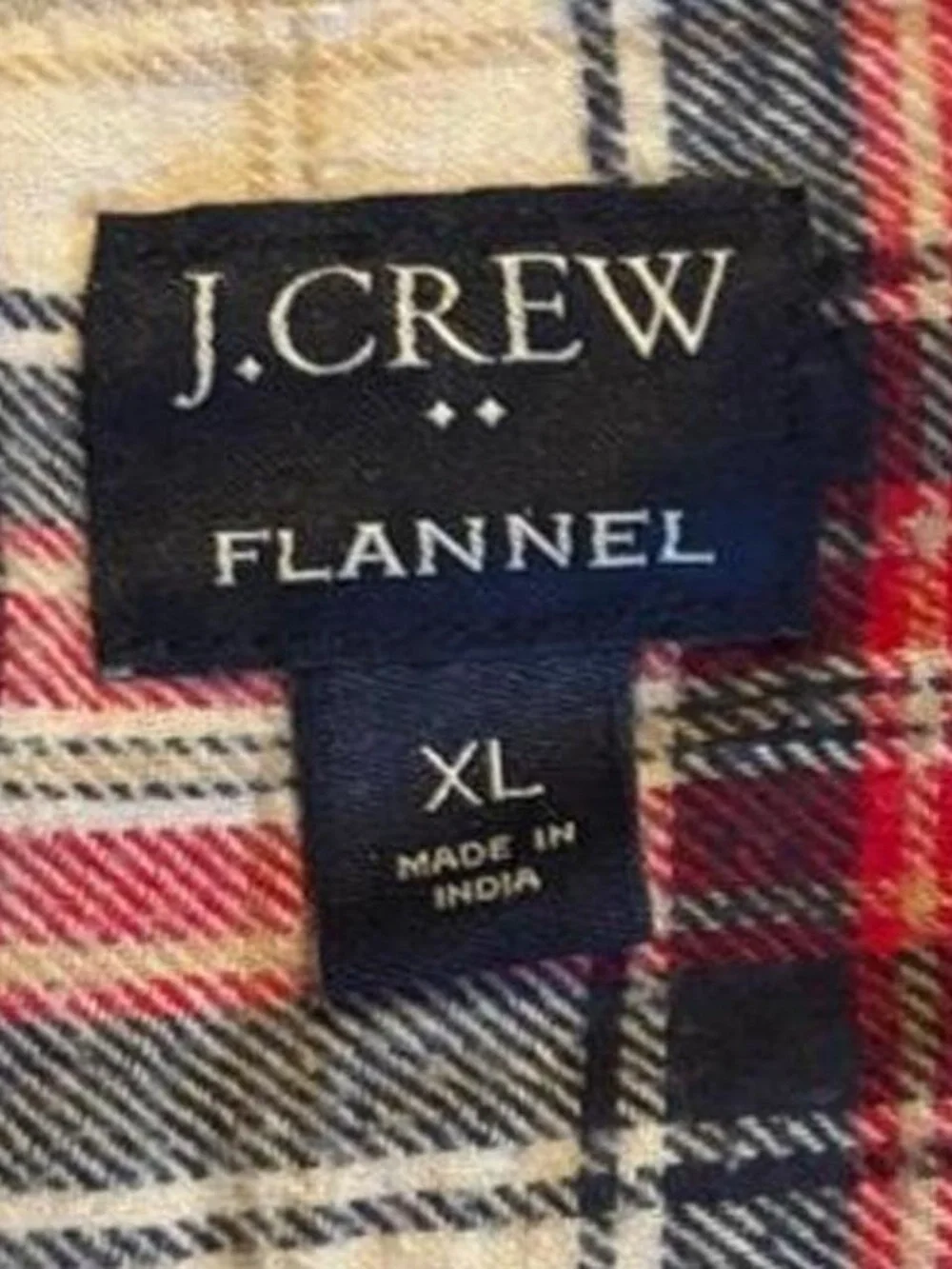 J.Crew Oversized Plaid Flannel Shirt - Red & Cream (XL)